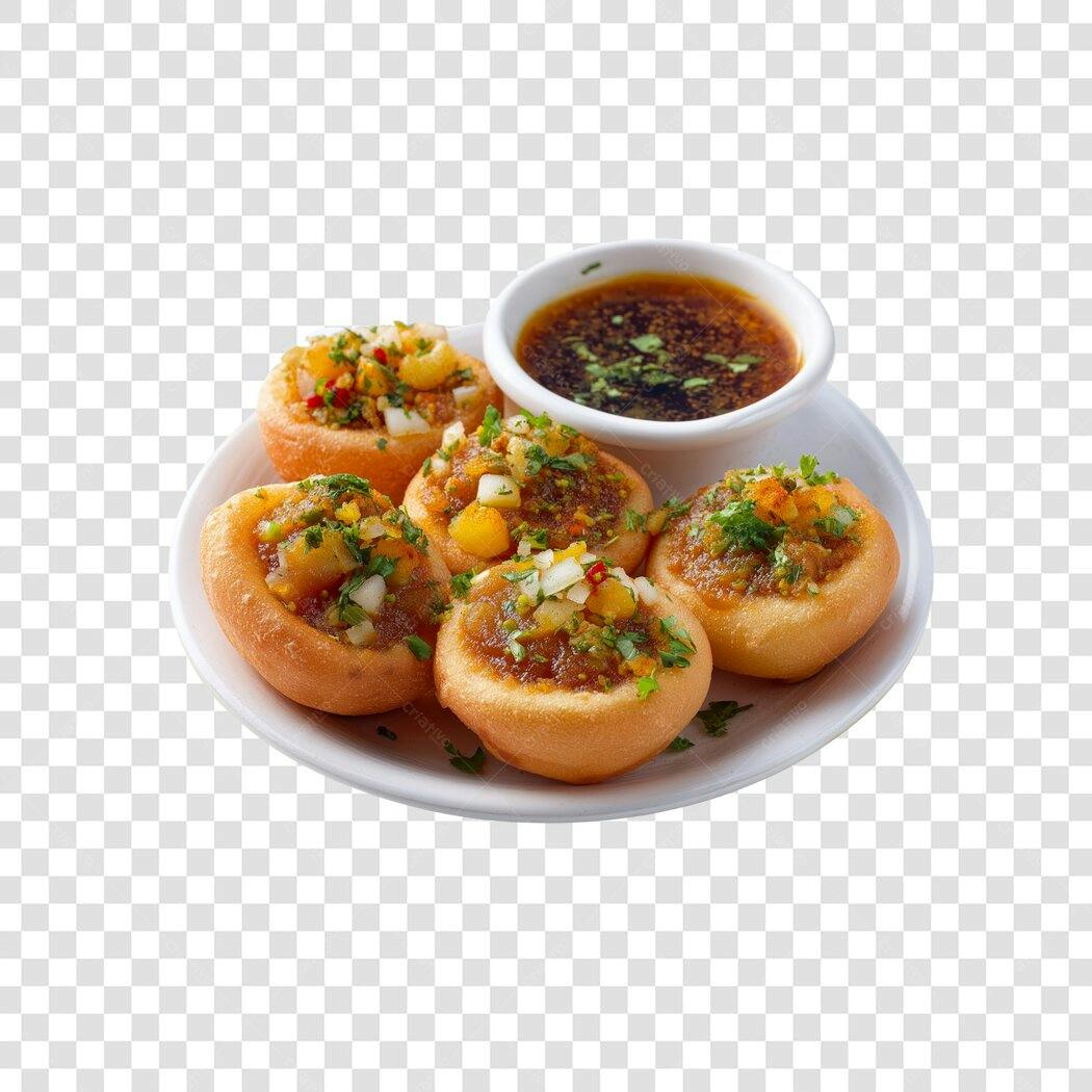 Foto Recortada Comida Indiana Pani Puri PNG Fundo Transparente