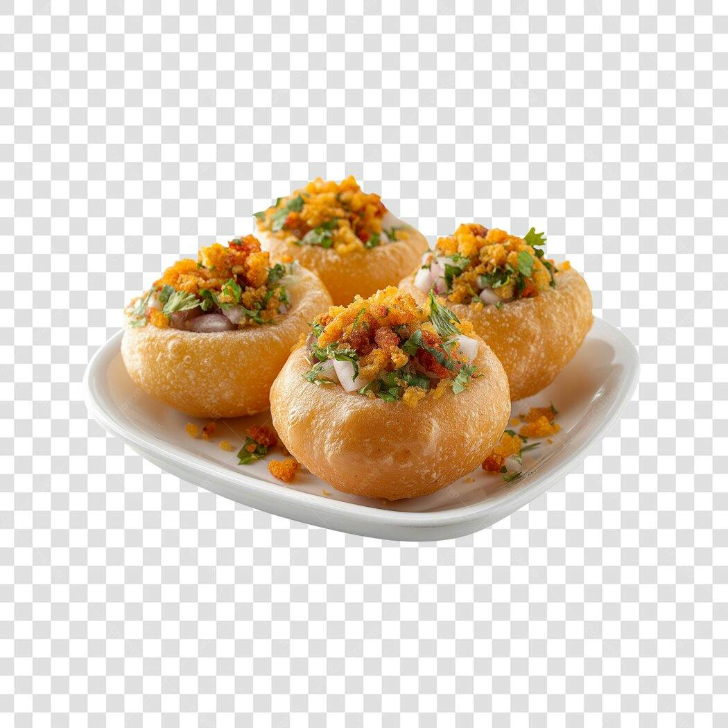 Foto Recortada Pani Puri Comida Indiana PNG Fundo Transparente