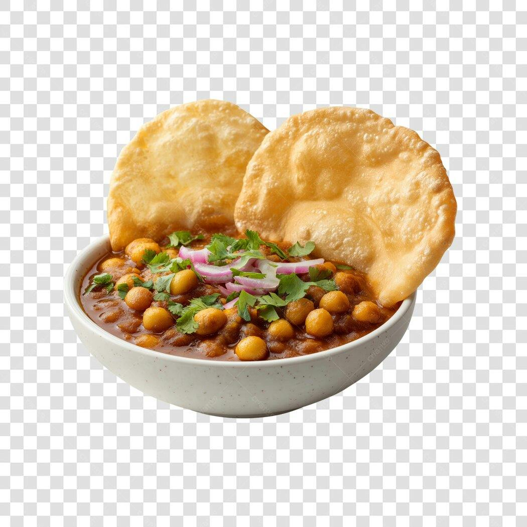 Foto Recortada Chana Masala Com Puri Comida Indiana PNG Fundo Transparente