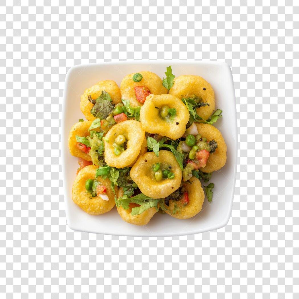 Foto Recortada Comida Indiana Dahi Puri PNG Fundo Transparente