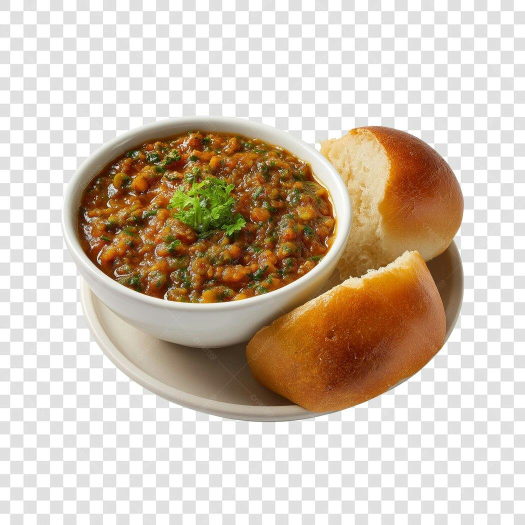 Foto Recortada Comida Indiana Pão Curry PNG Fundo Transparente