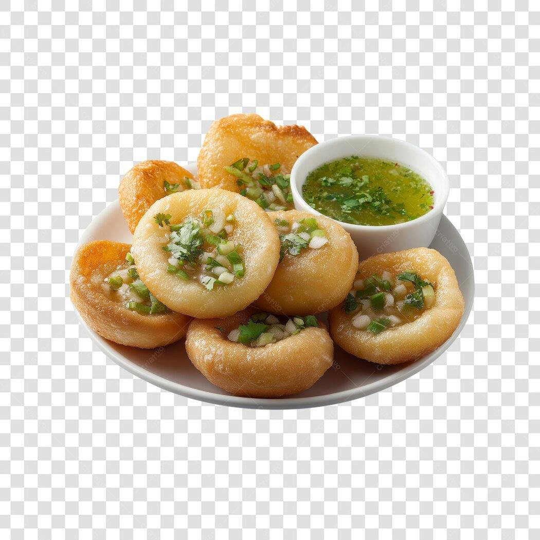 Foto Recortada Bolinho de Chuva Salgado Molho Verde PNG Fundo Transparente