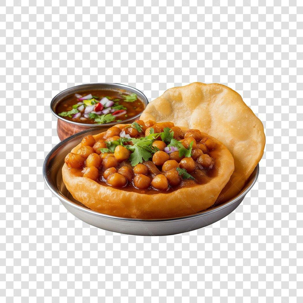 Foto Recortada Chana Masala Pão Indiano PNG Fundo Transparente