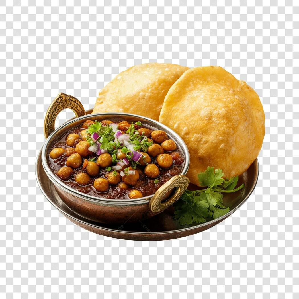 Foto Recortada Comida Indiana Chole Bhature PNG Fundo Transparente