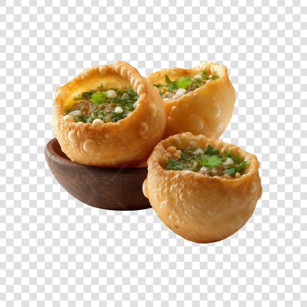 Foto Recortada Salgado Indiano Pani Puri PNG Fundo Transparente