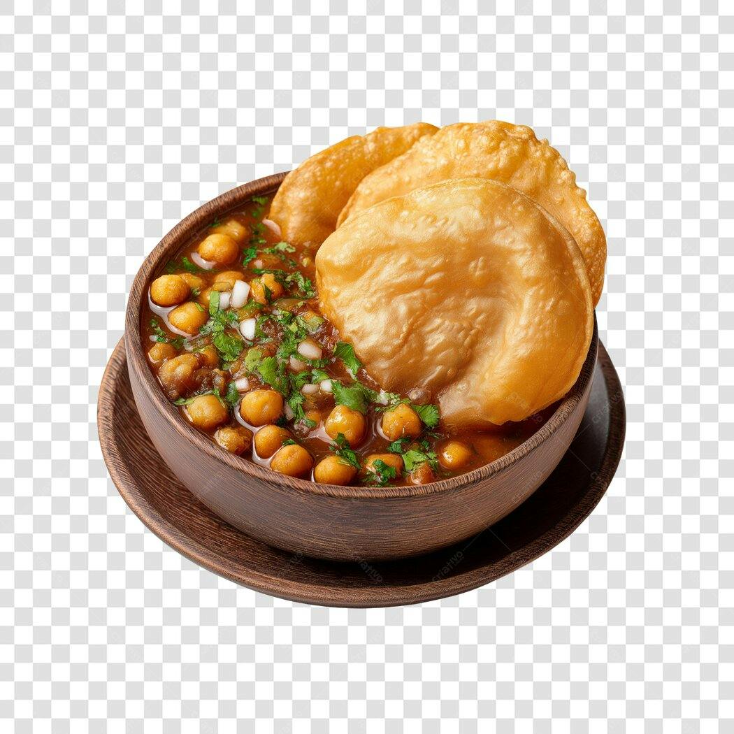 Foto Recortada Chana Bhatura Comida Indiana PNG Fundo Transparente