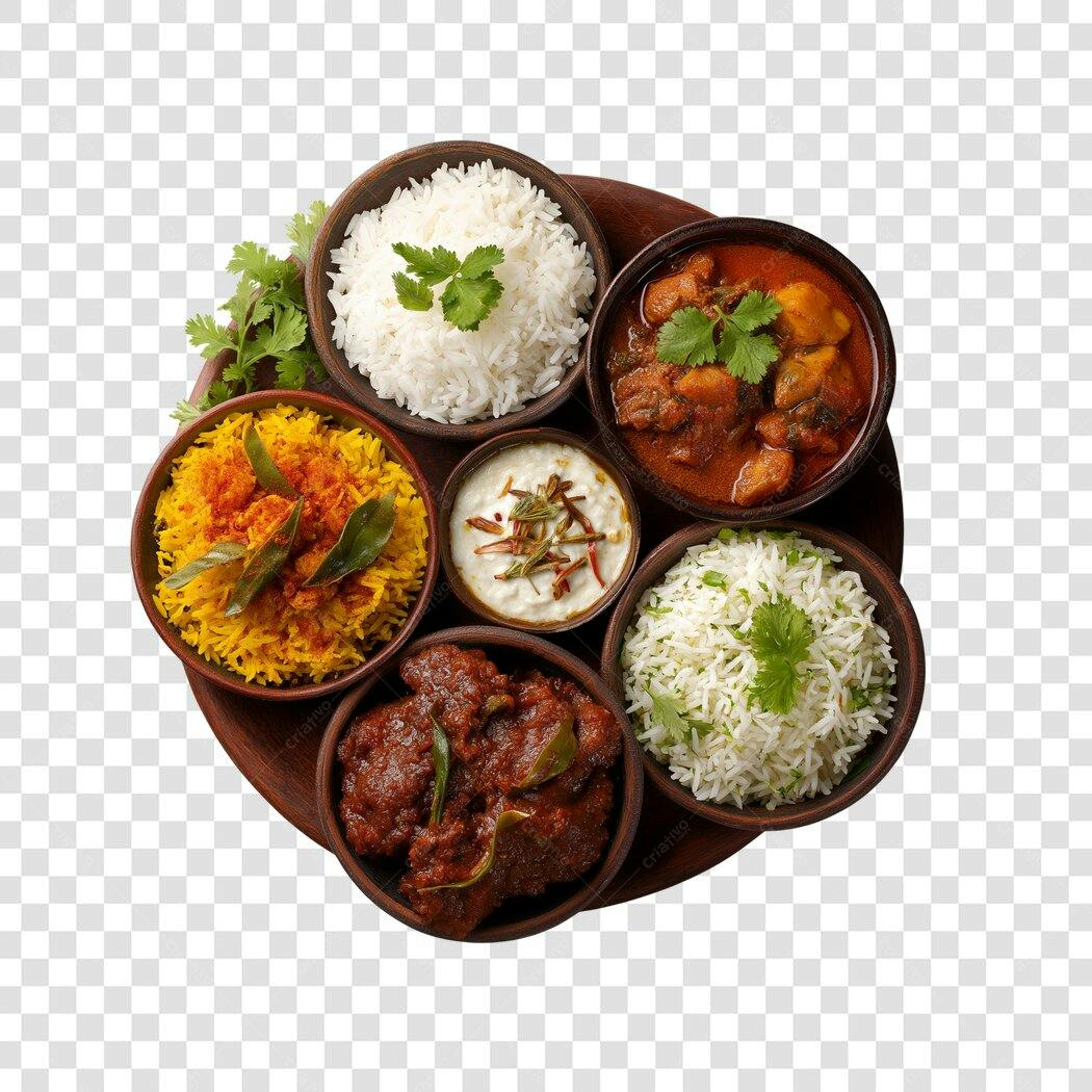 Foto Recortada Comida Indiana Pratos Típicos PNG Fundo Transparente