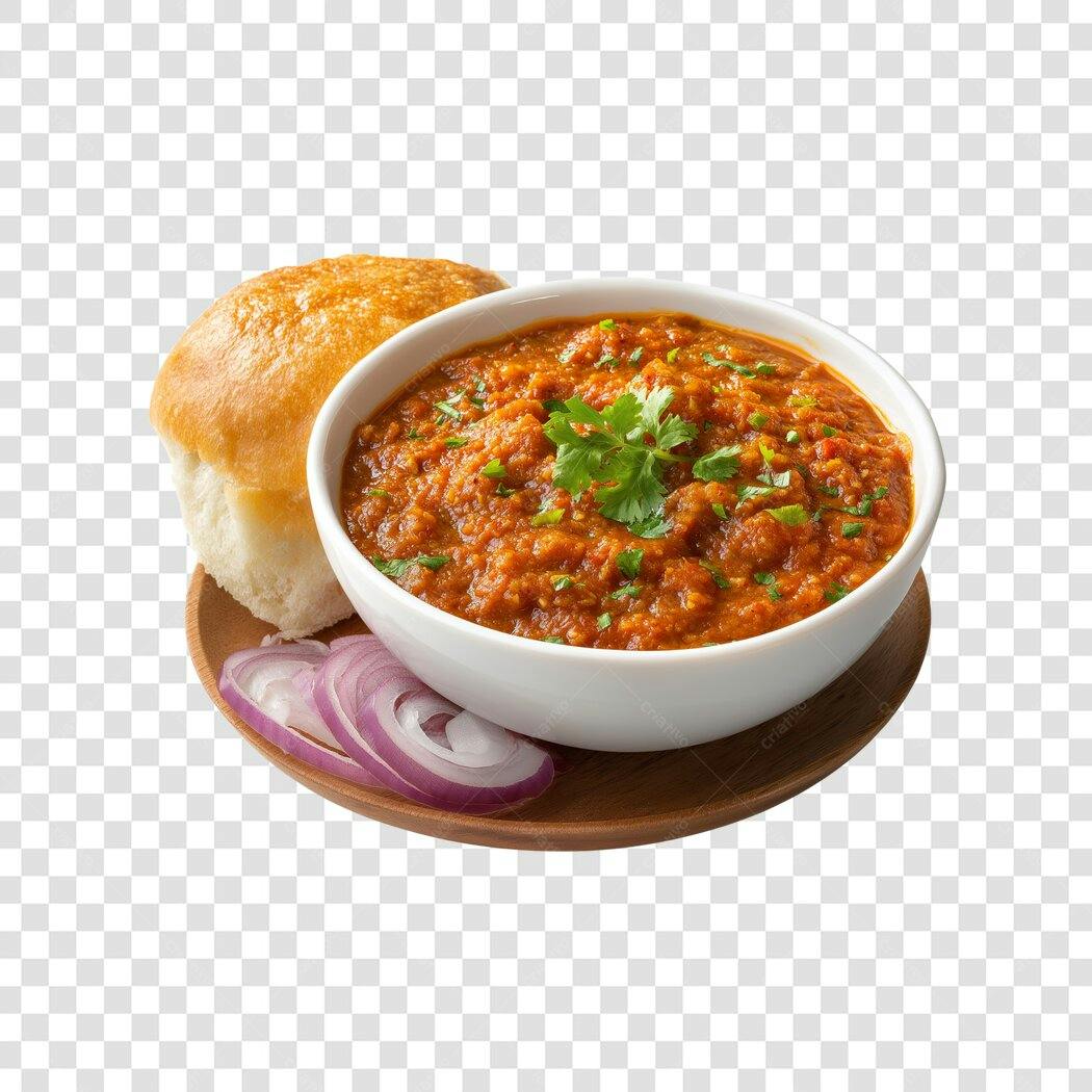 Foto Recortada Pav Bhaji Pão Indiano Cebola PNG Fundo Transparente