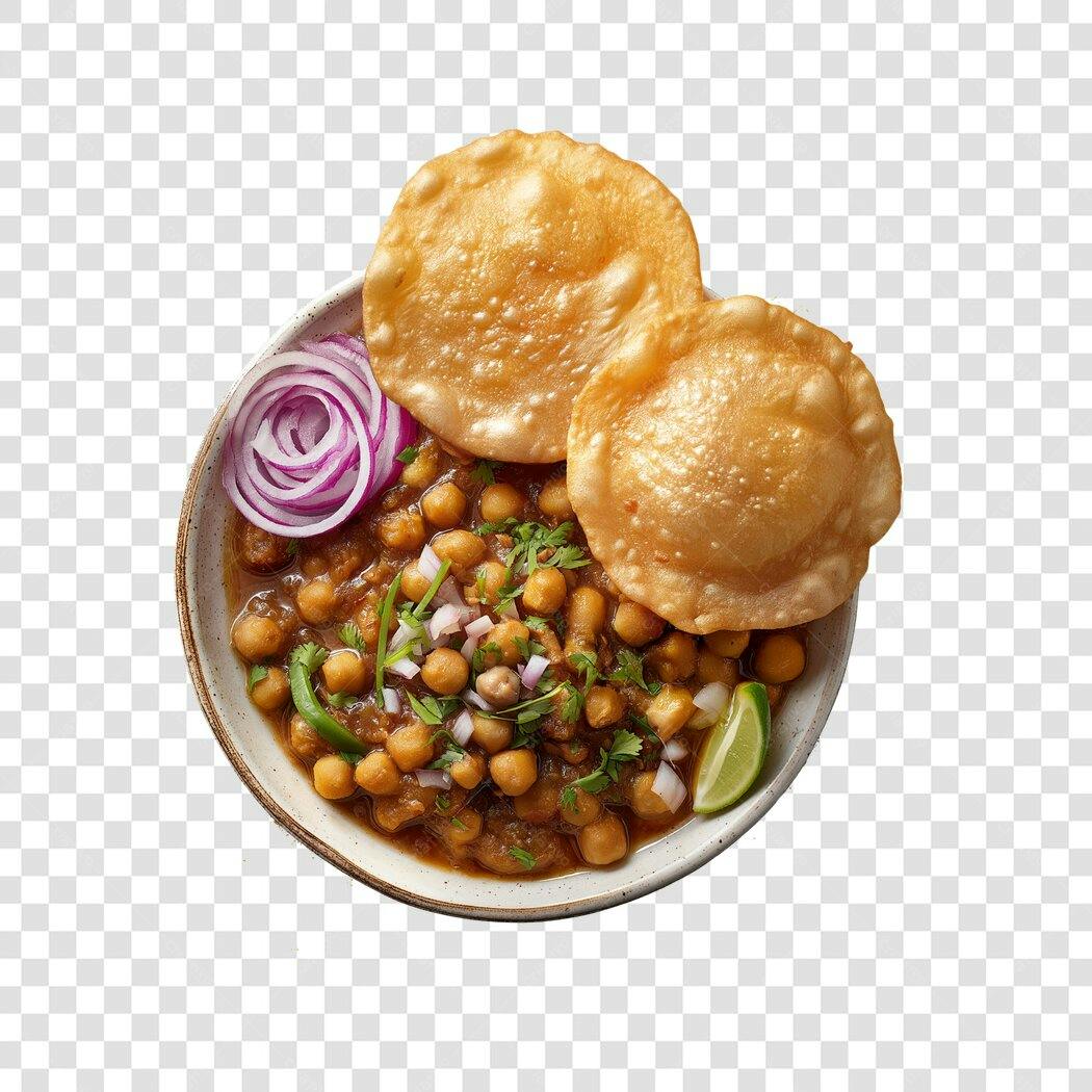 Foto Recortada Chole Bhature Comida Indiana PNG Fundo Transparente