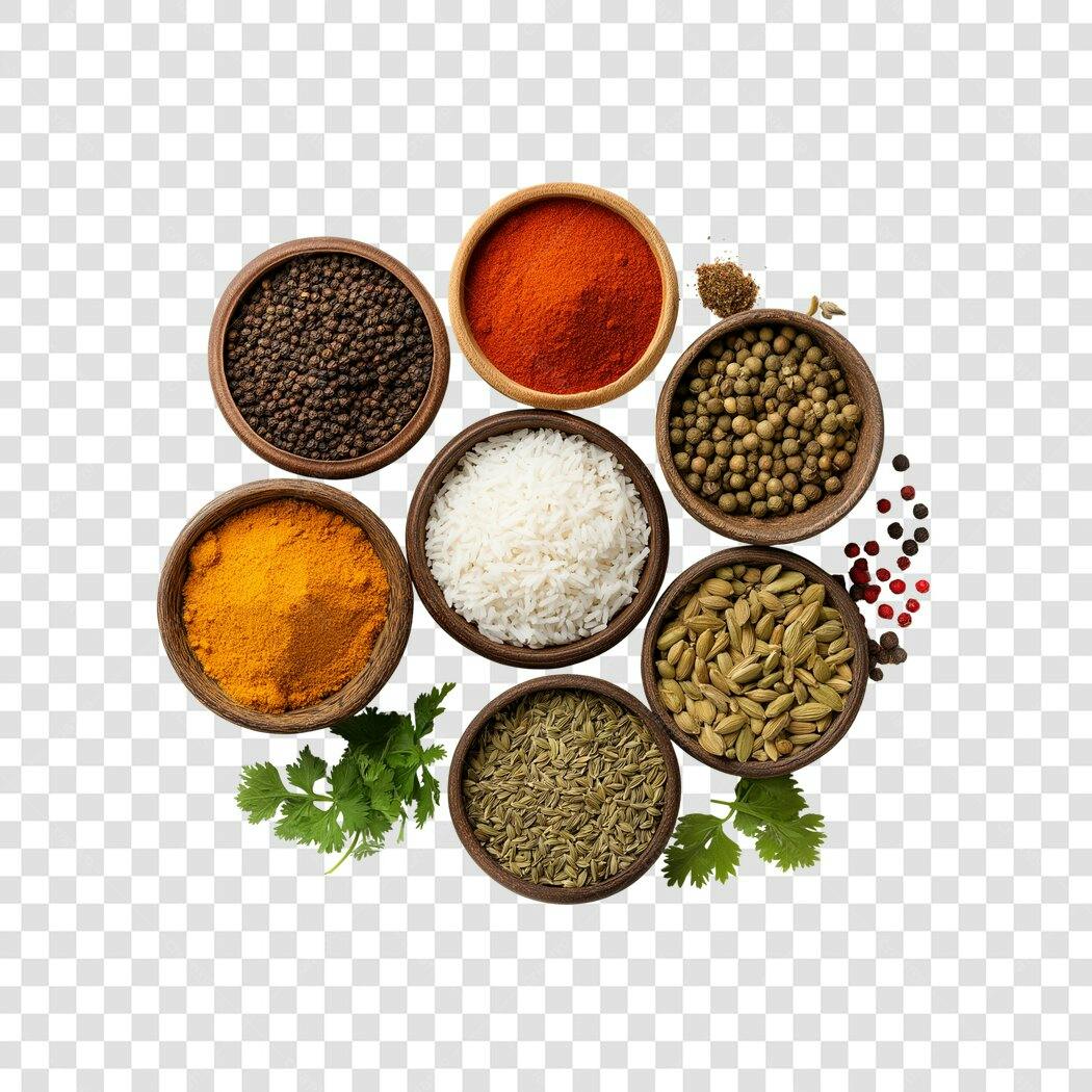Foto Recortada Especiarias Temperos Culinária PNG Fundo Transparente