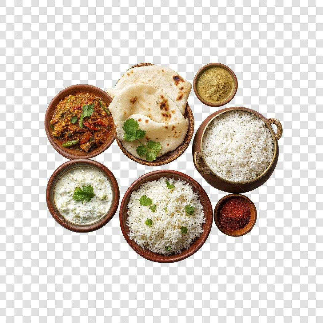 Foto Recortada Comida Indiana Prato Típico PNG Fundo Transparente