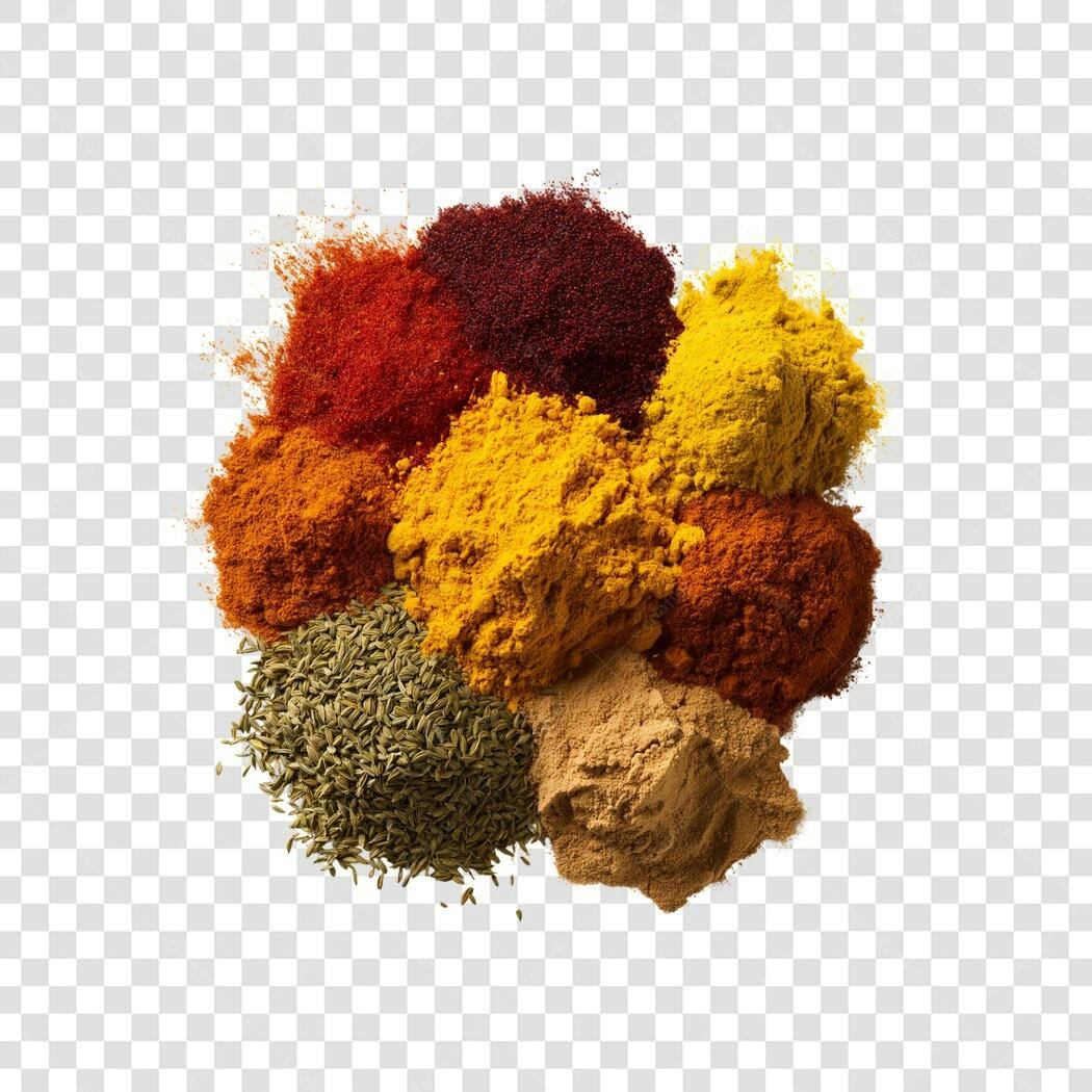 Foto Recortada Especiarias Coloridas Culinária PNG Fundo Transparente