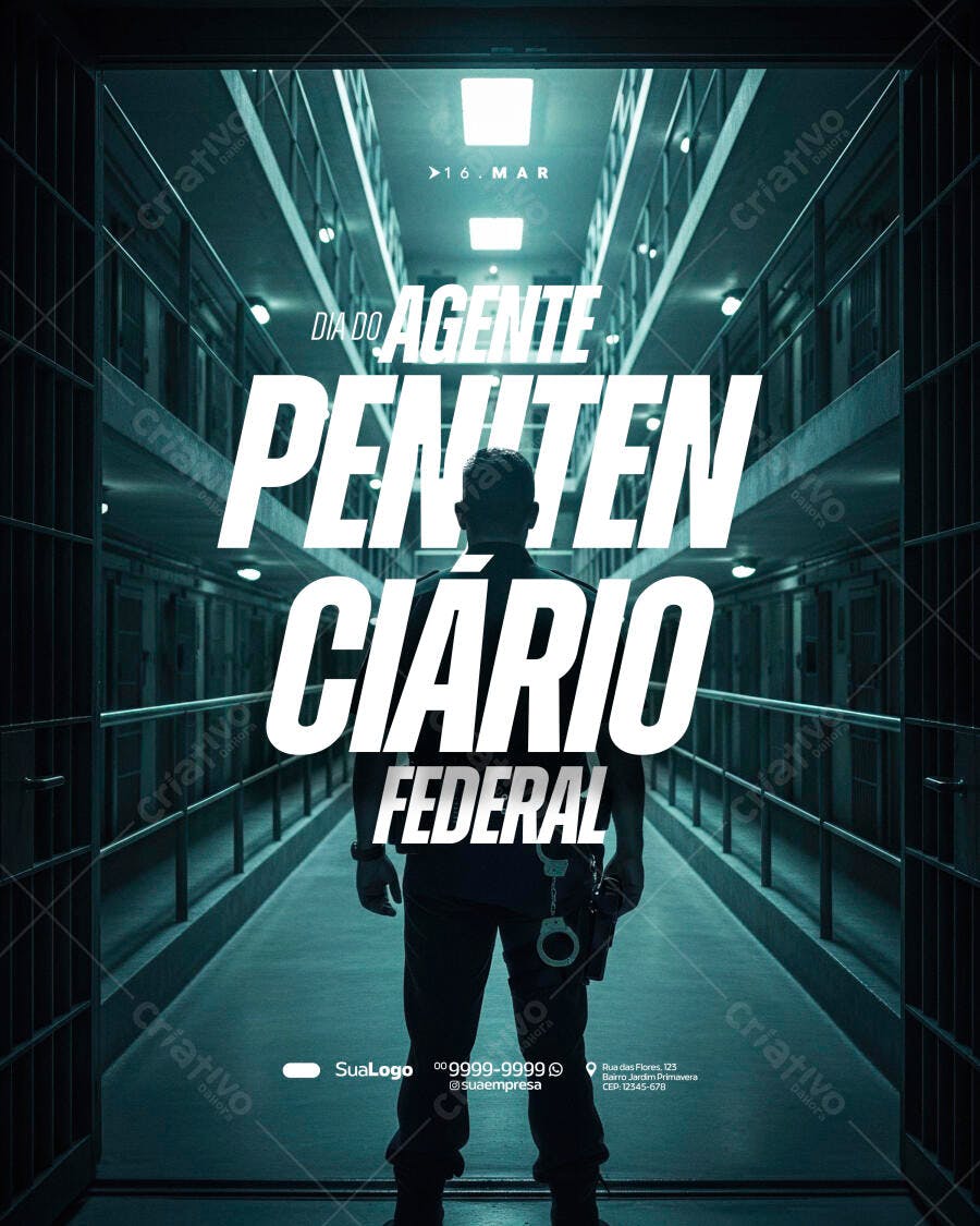 Post Dia do Agente Penitenciário Federal PSD Editável