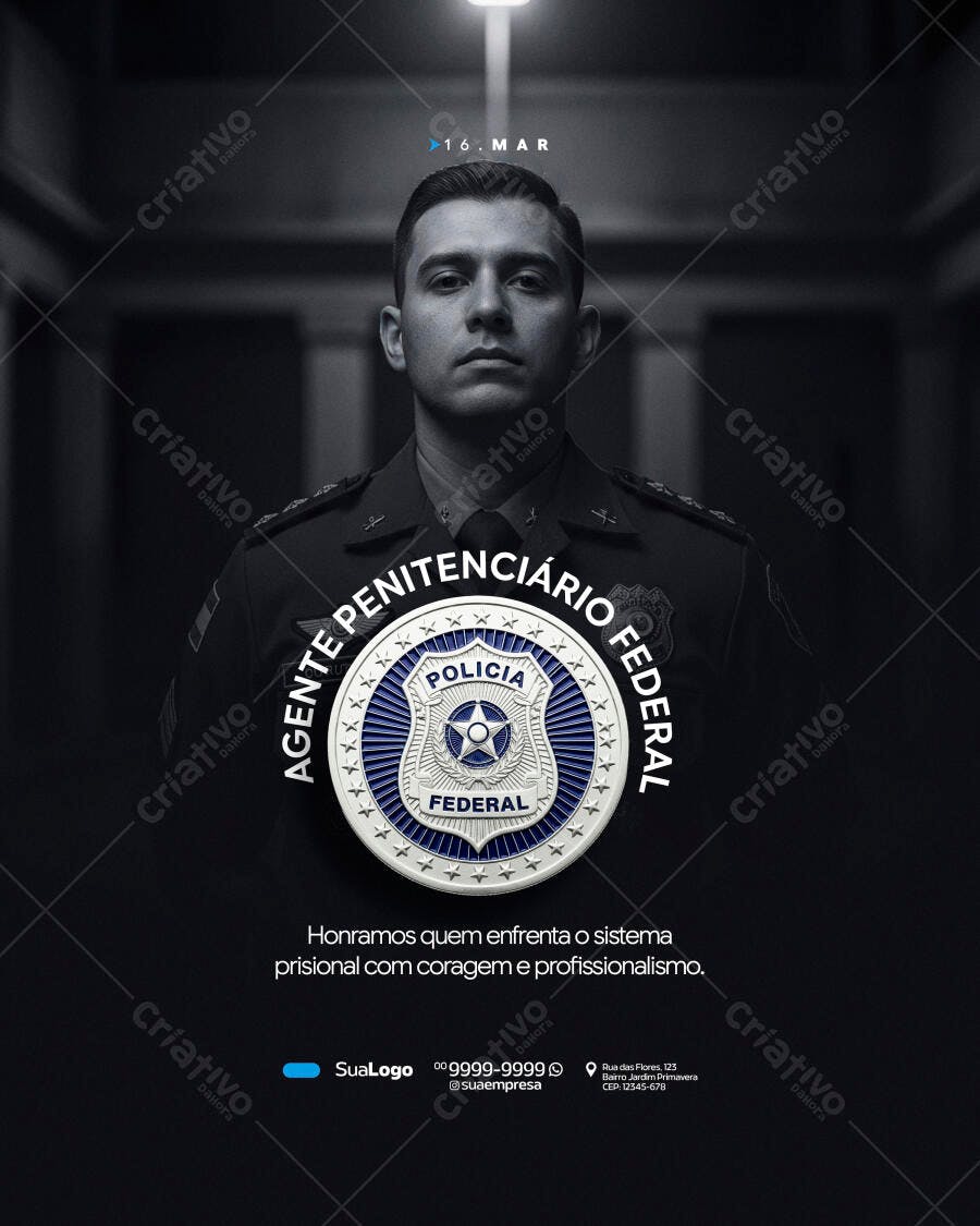 Post Instagram Dia do Agente Penitenciário Federal PSD Editável