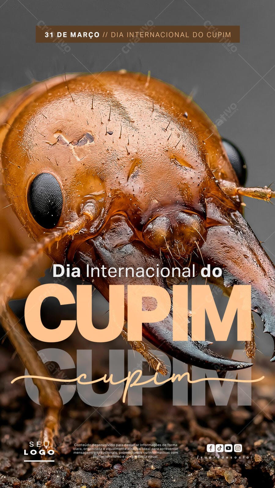 Story Dia Internacional do Cupim 31 de Março PSD Editável