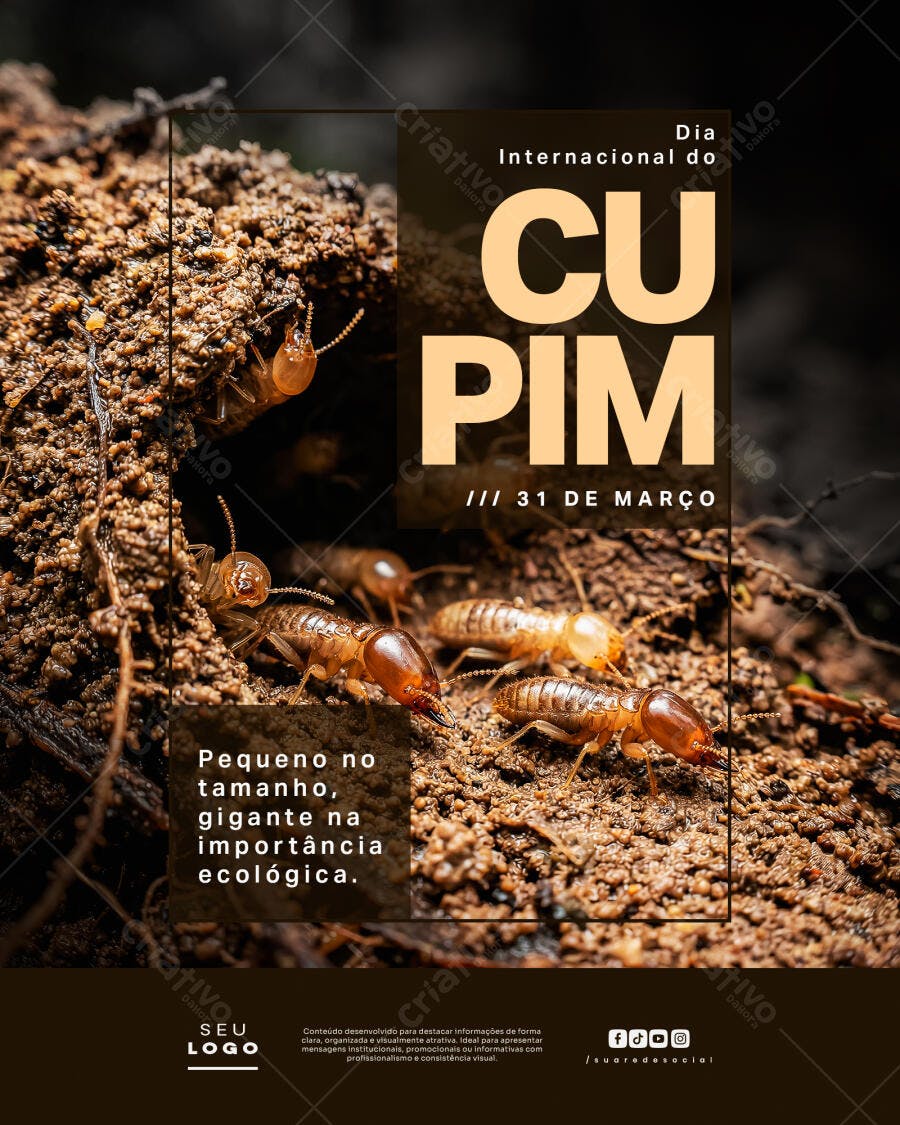 Post Instagram Dia Internacional do Cupim 31 de Março PSD Editável