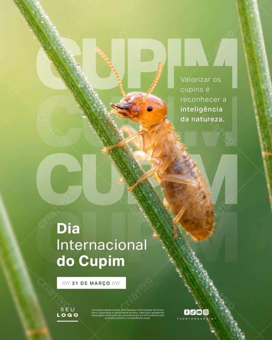 Post Dia Internacional do Cupim 31 de Março PSD Editável
