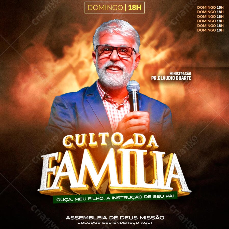 Post Culto da Família Igreja Evangélica PSD Editável