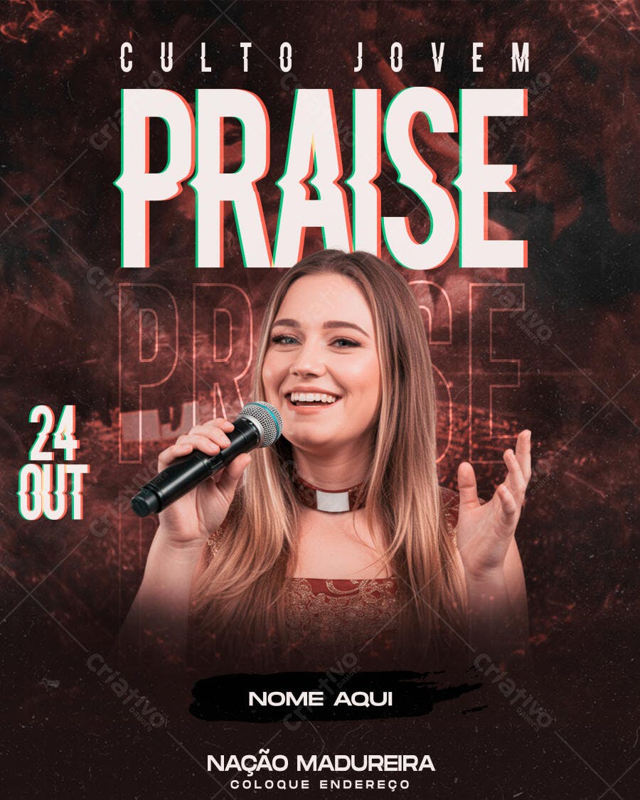 Flyer Culto Jovem PPAISE Igreja PSD Editável