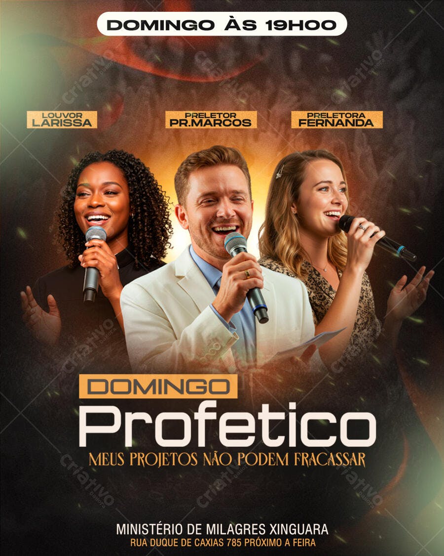 Flyer Evento Religioso Culto Profético PSD Editável
