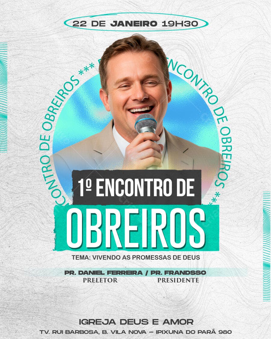 Flyer Encontro de Obreiros Igreja Evangélica PSD Editável