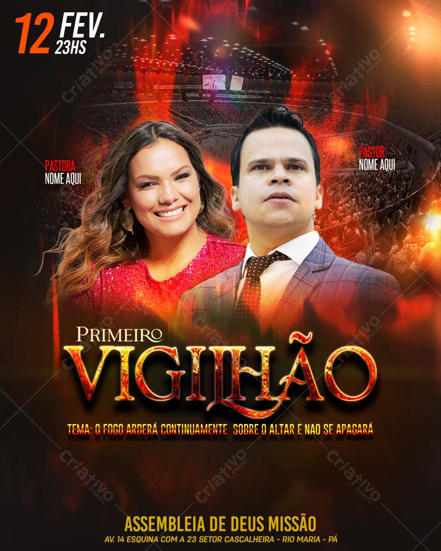 Flyer Vigilhão Igreja Assembleia de Deus Missão PSD Editável