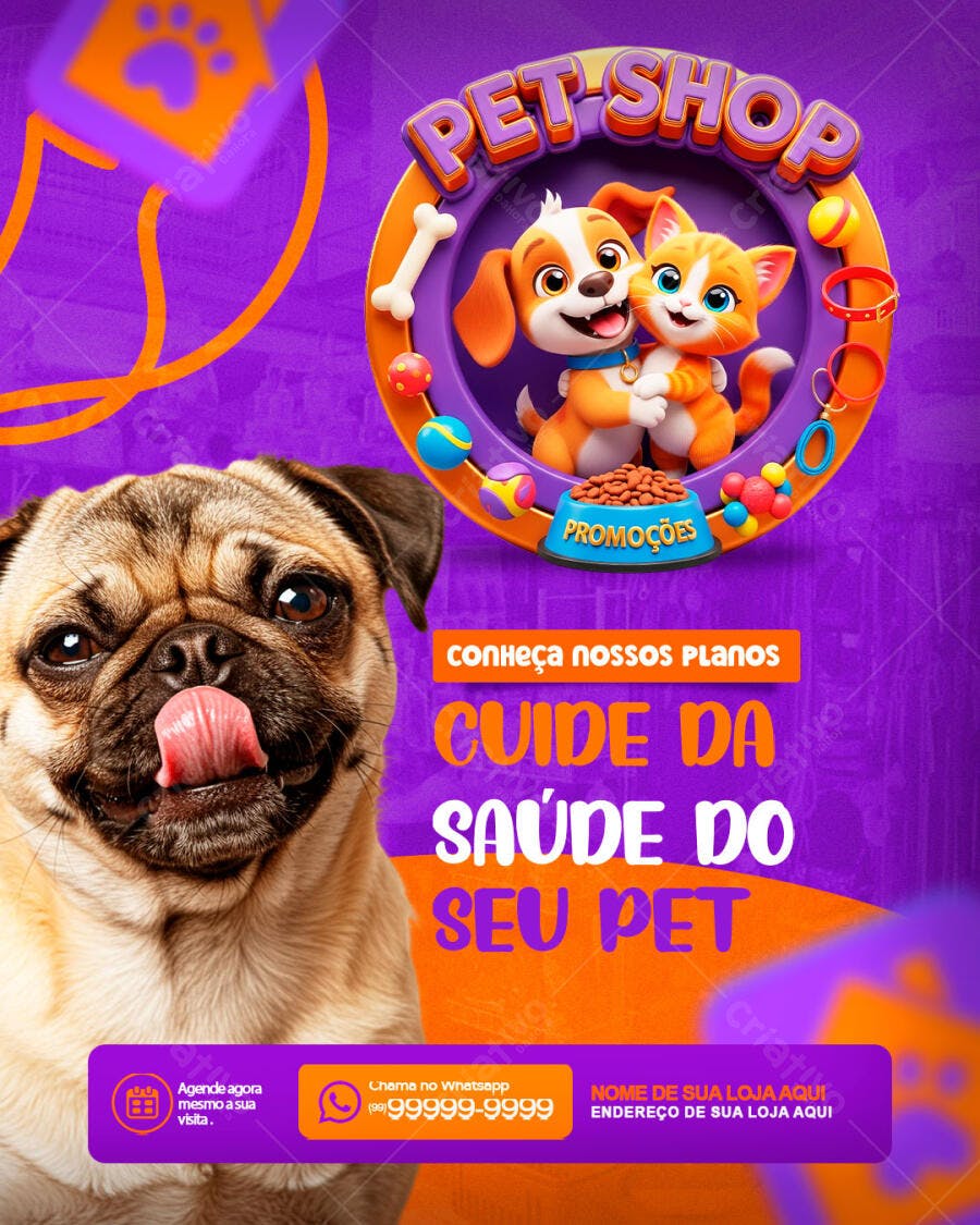 Post Instagram Pet Shop Promoção Saúde Pet PSD Editável