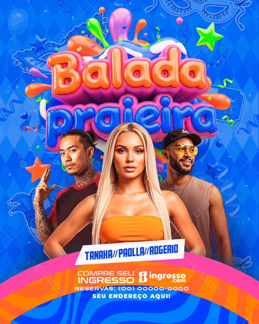 Flyer Balada Praia Verão Festa PSD Editável