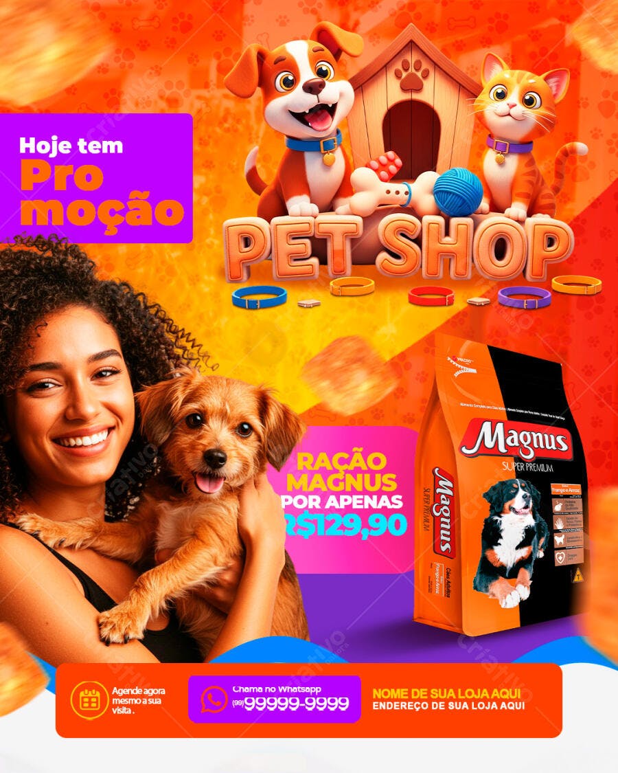 Flyer Pet Shop Promoção Ração PSD Editável