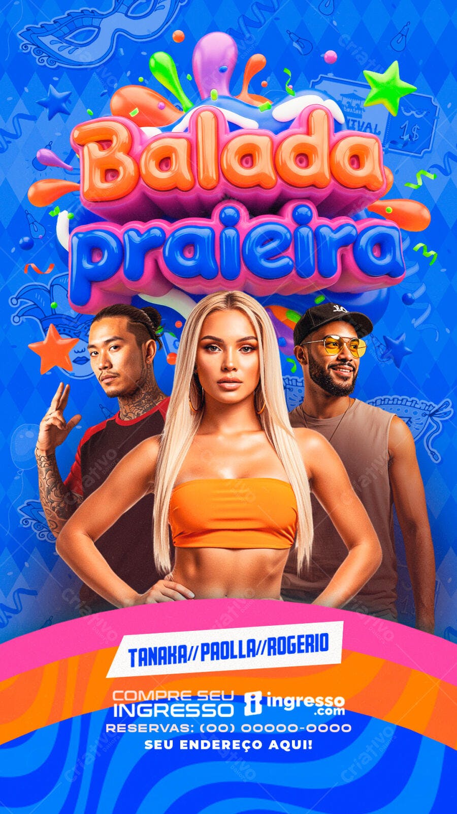 Flyer Balada Praieira Festa Verão PSD Editável
