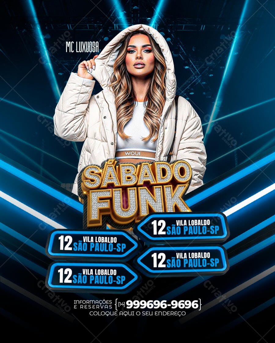 Flyer Sábado Funk Festa Balada PSD Editável