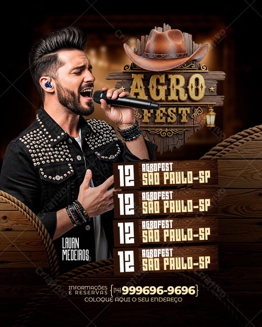 Flyer Agrofest Sertanejo Show Musical PSD Editável