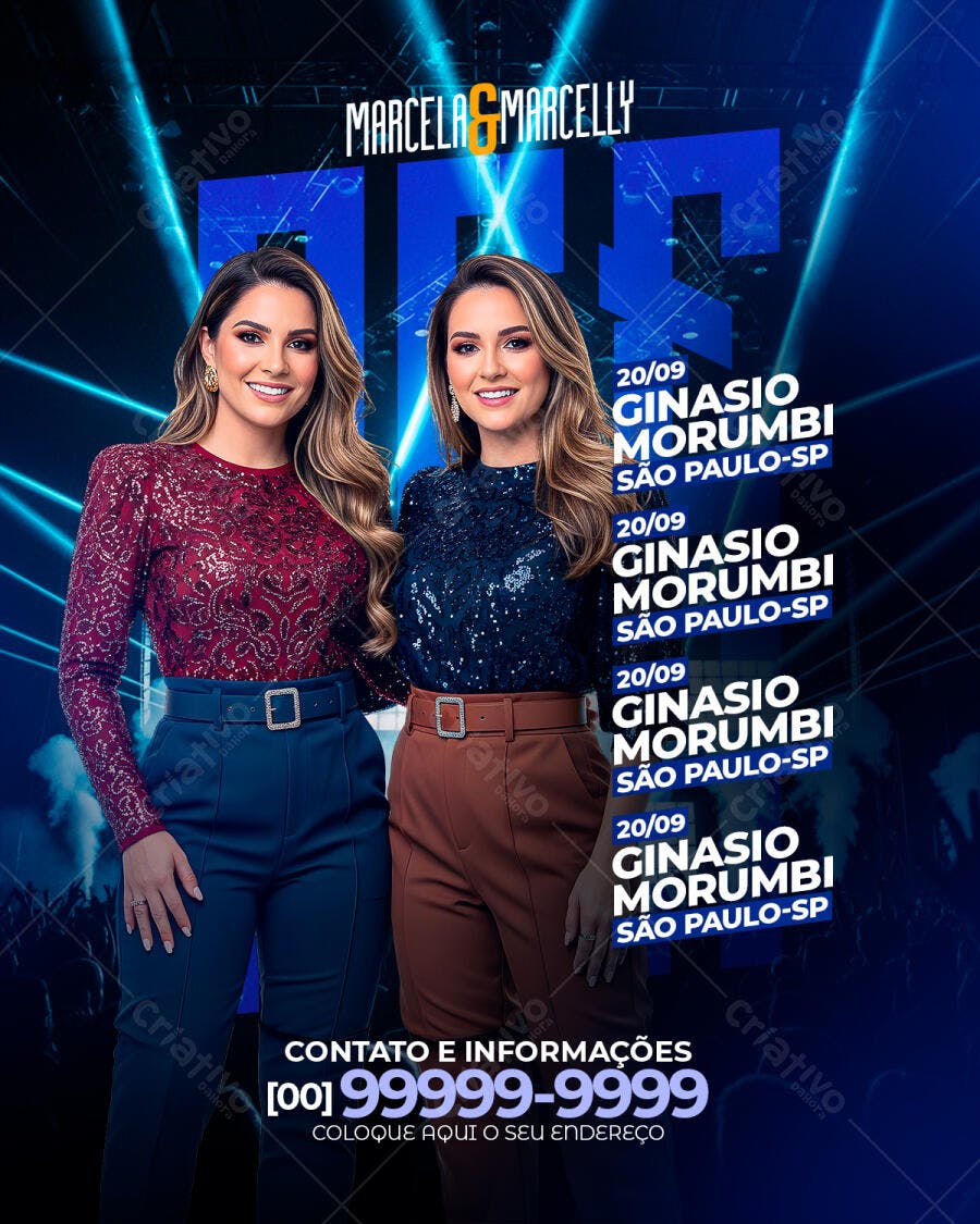 Flyer Show Musical Sertanejo Dupla Feminina PSD Editável