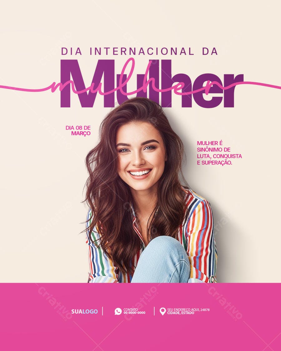 Post Instagram Dia Internacional da Mulher 8 de Março PSD Editável