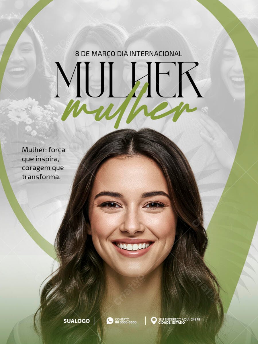 Flyer Dia Internacional da Mulher 8 de Março PSD Editável