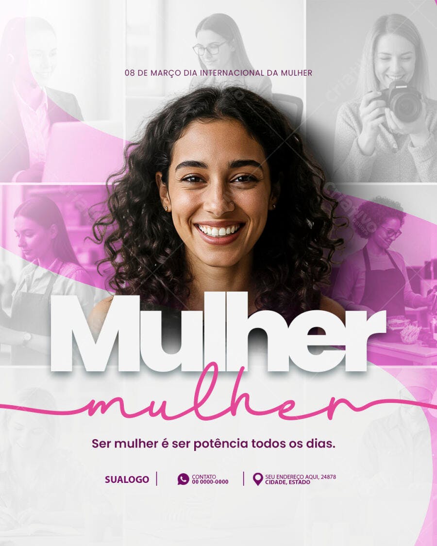 Flyer Dia Internacional da Mulher 8 de Março PSD Editável