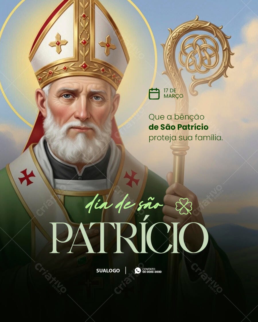 Post Instagram Dia de São Patrício 17 de Março PSD Editável