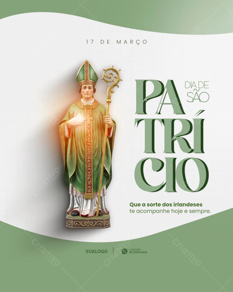 Post Dia de São Patrício 17 de Março PSD Editável