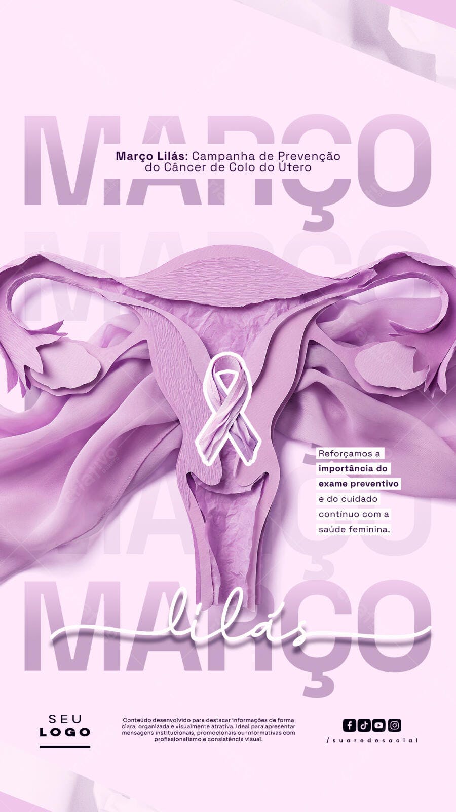 Story Março Lilás Prevenção Câncer Útero PSD Editável