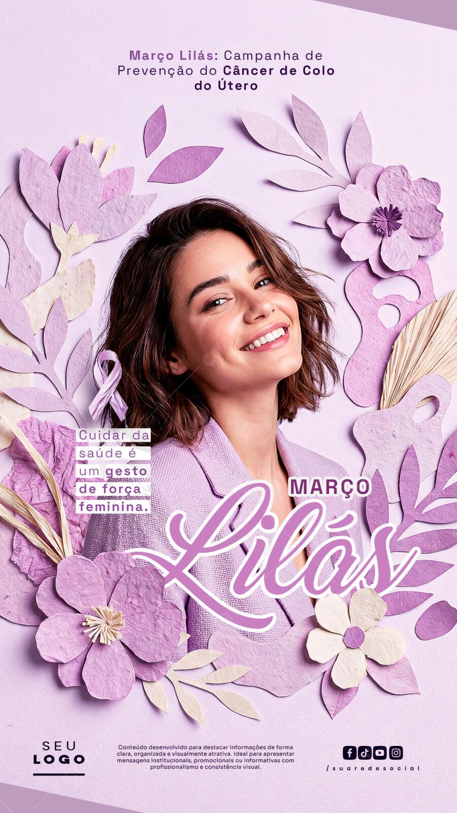 Story Instagram Março Lilás Prevenção Câncer PSD Editável