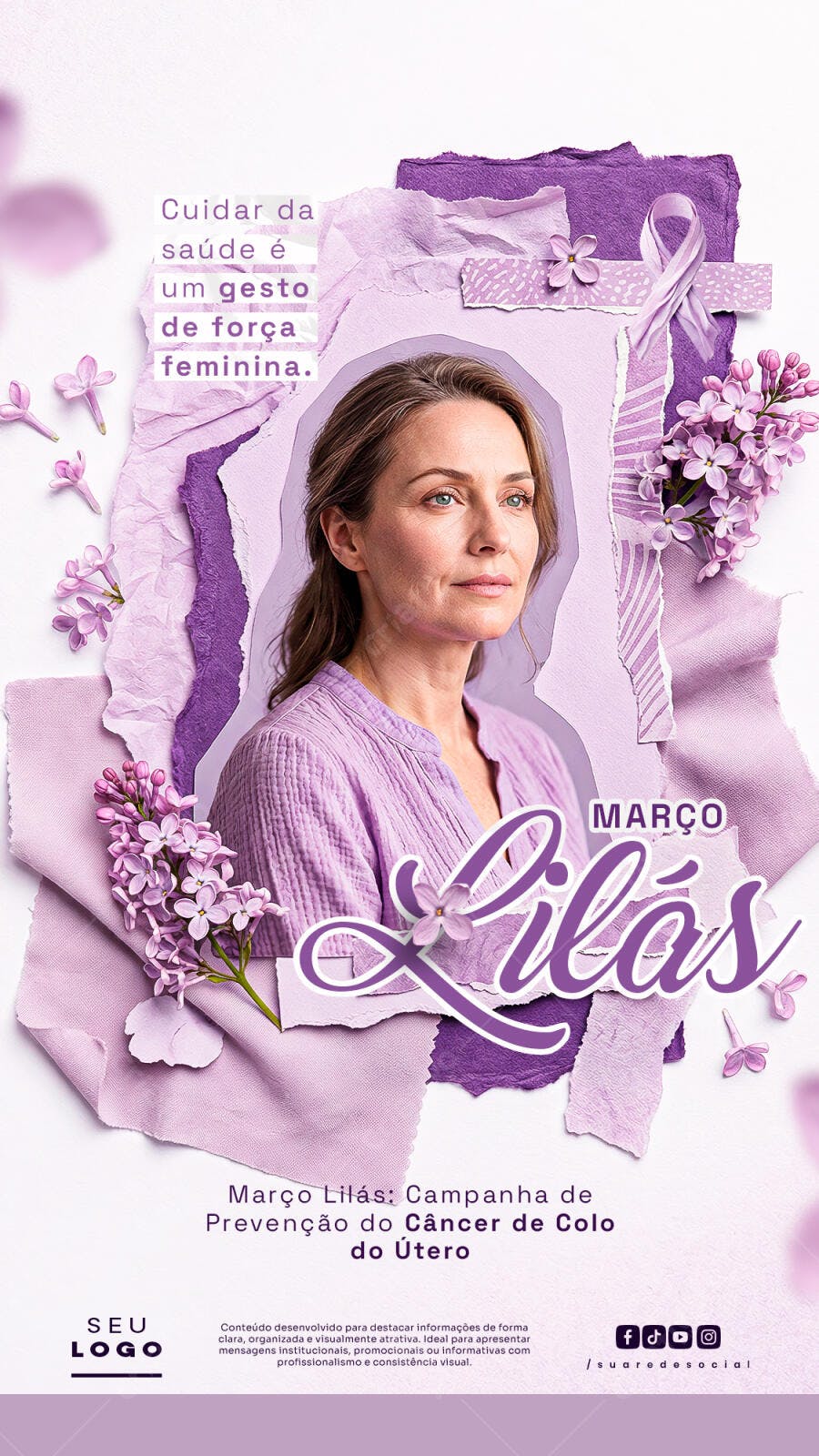 Story Instagram Março Lilás Prevenção Câncer PSD Editável