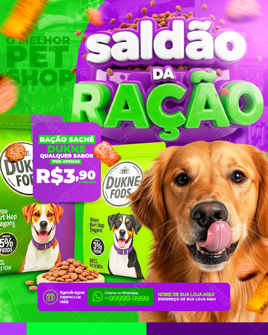 Flyer Saldo da Ração Pet Shop PSD Editável