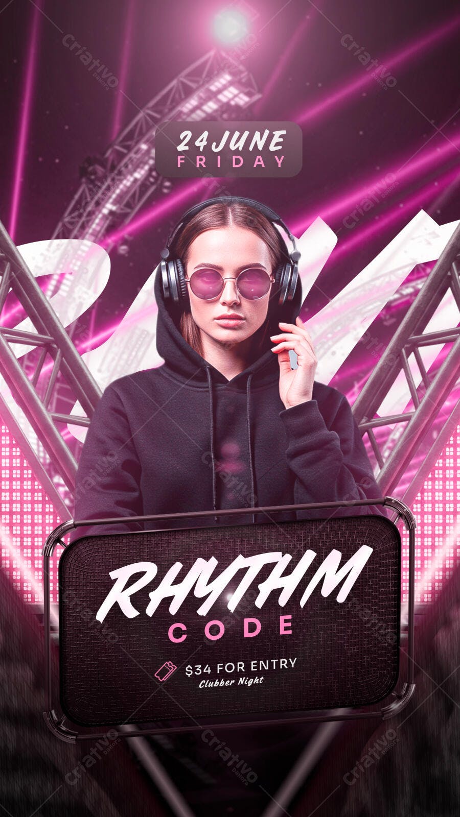 Flyer Festa Balada Eletrônica DJ PSD Editável