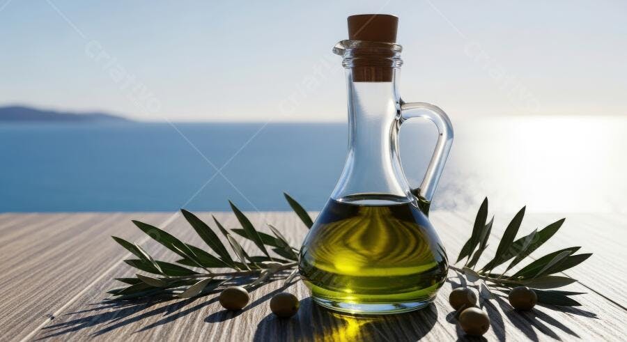 Foto Azeite de Oliva Extra Virgem Garrafa Rústica Mar Mediterrâneo