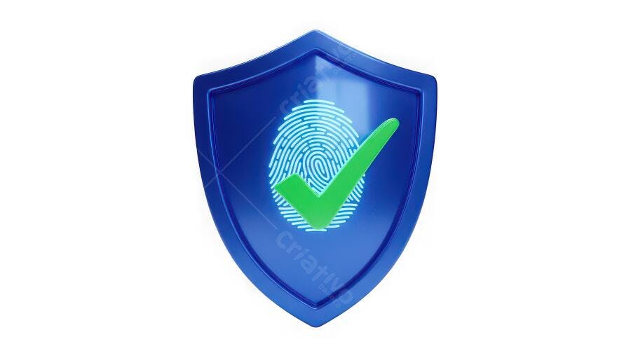Ícone Escudo Azul Impressão Digital Símbolo de Segurança