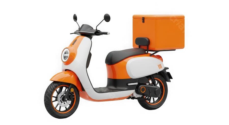 Foto Moto Scooter Delivery Laranja Branca Fundo Branco