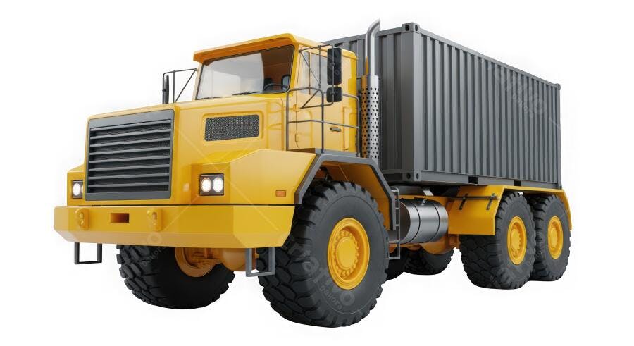Foto Caminhão de Mineração Pesado Amarelo Fundo Branco Estúdio