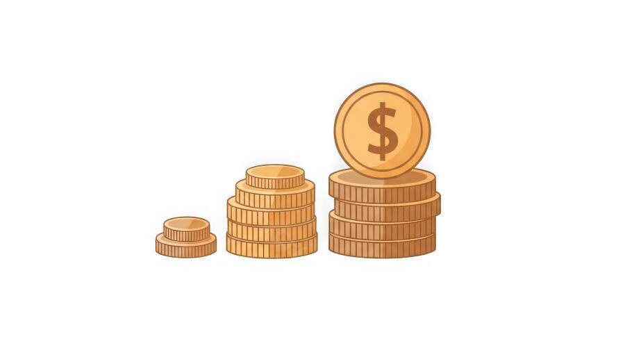 Ilustração Moedas Dólar Pilhas Crescentes Investimento