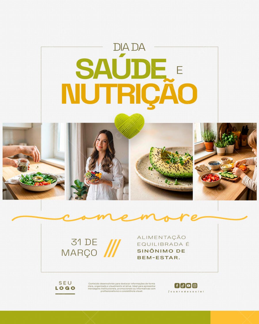 Post Dia da Saúde e Nutrição 31 de Março PSD Editável