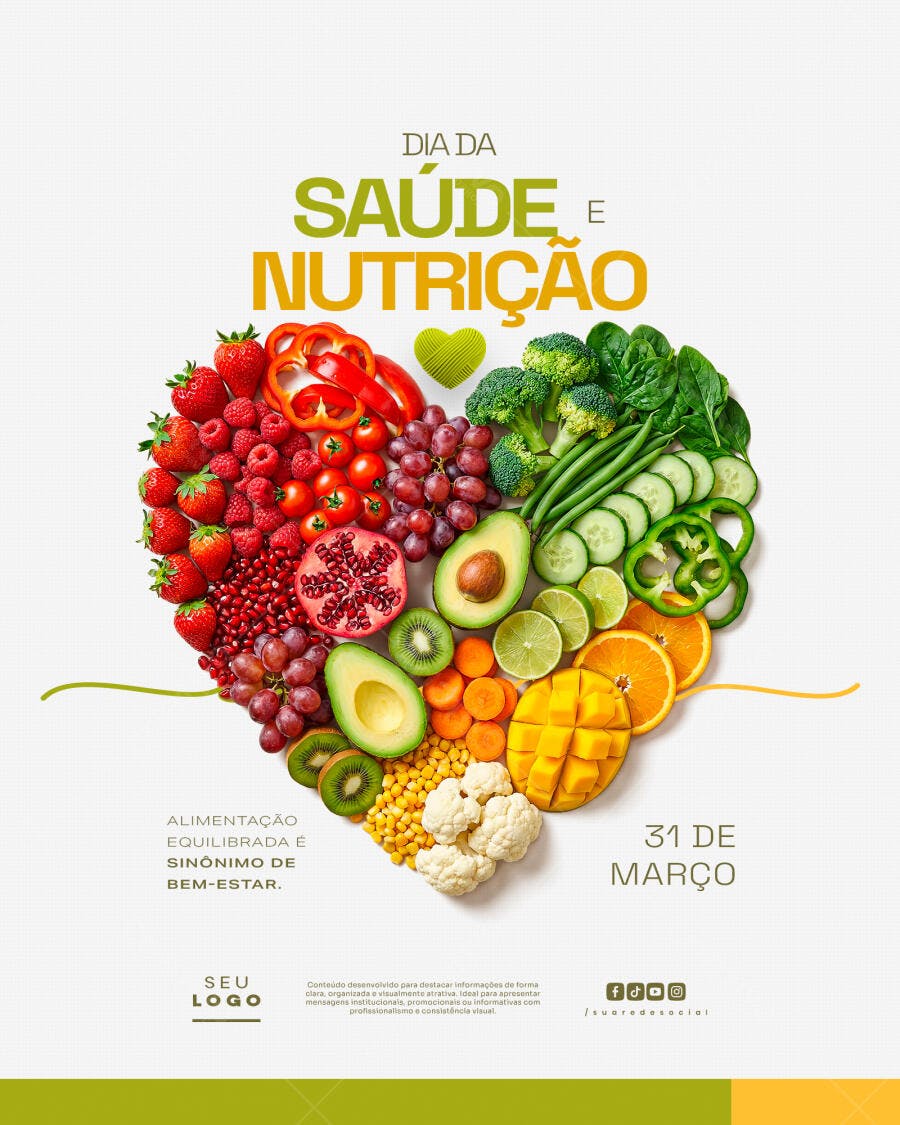 Post Dia da Saúde e Nutrição 31 de Março PSD Editável